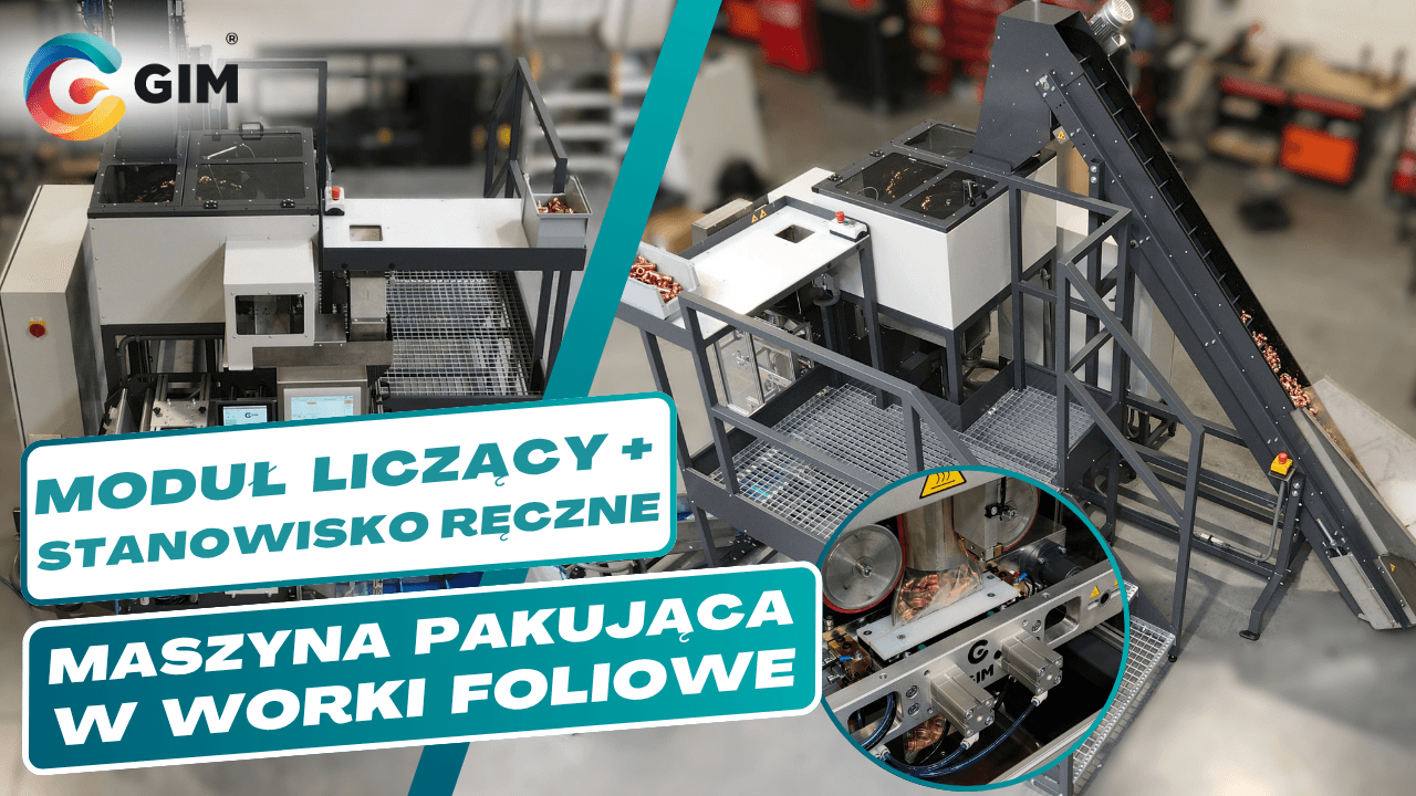 Maszyna pakująca w worki foliowe z modułem liczącym i drukarką etykiet