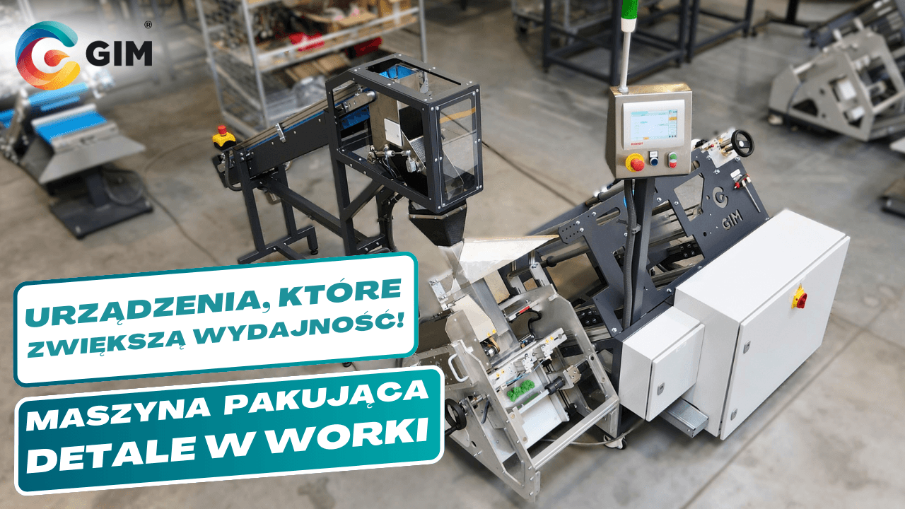 Maszyna formująca i zgrzewająca worki foliowe z przenośnikiem dostarczającym detale